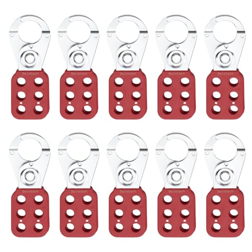 Bwintech 10 Pcs Rot Kiefer Stahl Lockout Hasp Tagout Hasp für Vorhängeschlösser, mit 6 Löchern Interlock Bwintech 10 Pcs Rot Kiefer Stahl Lockout Hasp Tagout Hasp für Vorhängeschlösser, mit 6 Löchern Interlock von Bwintech