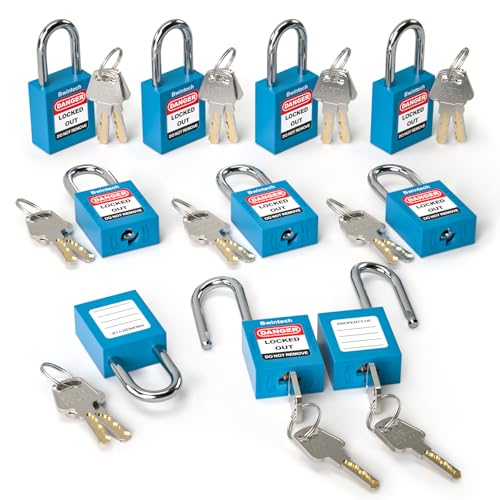 Bwintech 10 Stück 38MM verschlüsselt verschiedene blau Sicherheitsvorhängeschloss Lockout Tagout Schloss für Lock Out Tag Out Stationen und Geräte von Bwintech