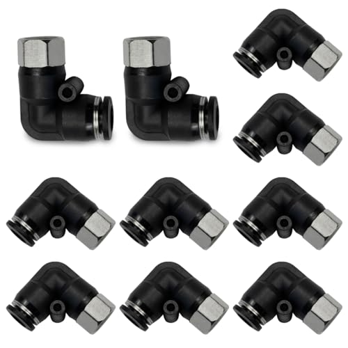 Bwintech 10 Stück 6mm Schlauch AD x 1/4" Innengewinde BSP Ellenbogen Push to Connect Pneumatik Fitting, PLF6-02 Schnellspanner Luftleitung Adapter von Bwintech