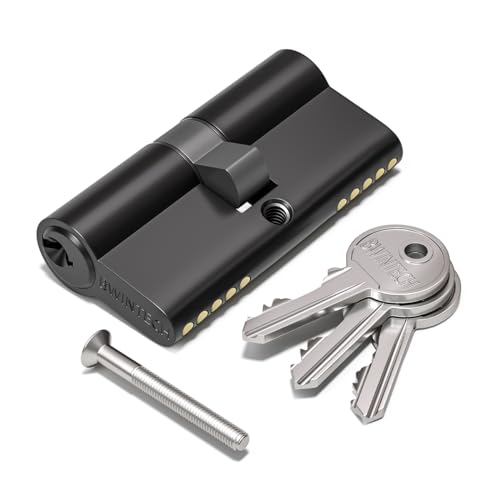 Bwintech 100mm (45/55) schwarzes Zylinderschloss mit europäischem Zylinderschloss mit Türschloss mit 3-Standard-Anti-Hakenschlüssel von Bwintech