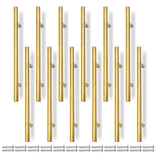 Bwintech 12 Pcs 300MM (192MM Loch Center) Gold Schrank Pull Griffe Küche T Bar Griffe, Edelstahl, Ideal für Schrank, Schublade, Schrank von Bwintech