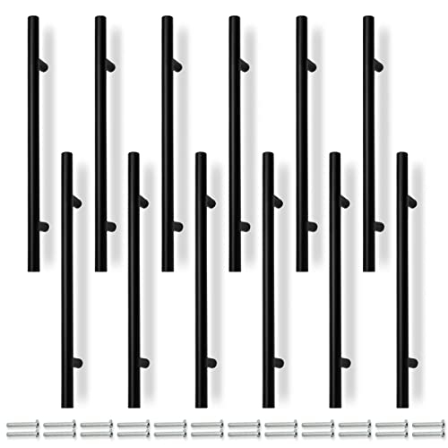 Bwintech 12 Pcs 300MM (192MM Loch Center) Mattschwarz Schrank Pull Griffe Küche T Bar Griffe, Edelstahl, Ideal für Schrank, Schublade, Schrank von Bwintech