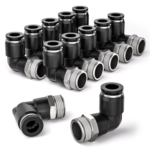 Bwintech 12 Stück 4mm Schlauch AD x 1/8 Zoll BSP Außengewinde 90 Grad Winkel Pneumatikanschluss, PL4-01 Schnellverschluss Luftleitungsadapter Bwintech 12 Stück 4mm Schlauch AD x 1/8 Zoll BSP Außengewinde 90 Grad Winkel Pneumatikanschluss, PL4-01 Schnellverschluss Luftleitungsadapter von Bwintech