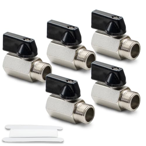 Bwintech 2 Stück 1/4" BSP Innengewinde x Außengewinde Messing vernickelt Mini-Kugelhahn Absperrhahn von Bwintech