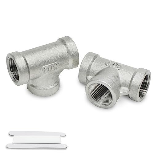 Bwintech 2 Stück 1/8" Innengewinde BSP 3 Wege Verbinder 304 Edelstahl Tee Innengewinde Rohrverschraubungen von Bwintech