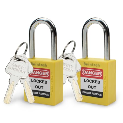 Bwintech 2 Stück 38MM verschlüsselt verschiedene gelb Sicherheitsvorhängeschloss Lockout Tagout Schloss für Lock Out Tag Out Stationen und Geräte von Bwintech