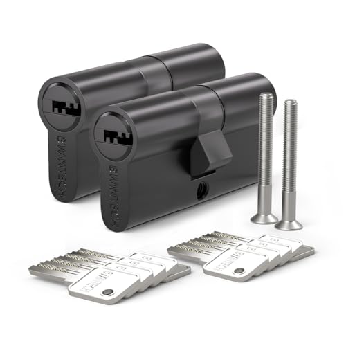 Bwintech 2 Stück 40/40mm Euro Messingzylinder, 80mm Schlüssel/Schlüsselzylinderschloss mit 10 horizontalen Messingschlüsseln,Anti Picking,Anti Bohr,Anti Snap,Anti Bumping, schwarze Oberfläche Bwintech 2 Stück 40/40mm Euro Messingzylinder, 80mm Schlüssel/Schlüsselzylinderschloss mit 10 horizontalen Messingschlüsseln,Anti Picking,Anti Bohr,Anti Snap,Anti Bumping, schwarze Oberfläche von Bwintech