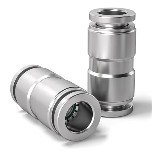 Bwintech 2 Stück 6mm gerade Push-to-Connect pneumatische Fitttog, 2-Wege Statoless Schnellspanner PU Luft Ltoe Adapter von Bwintech