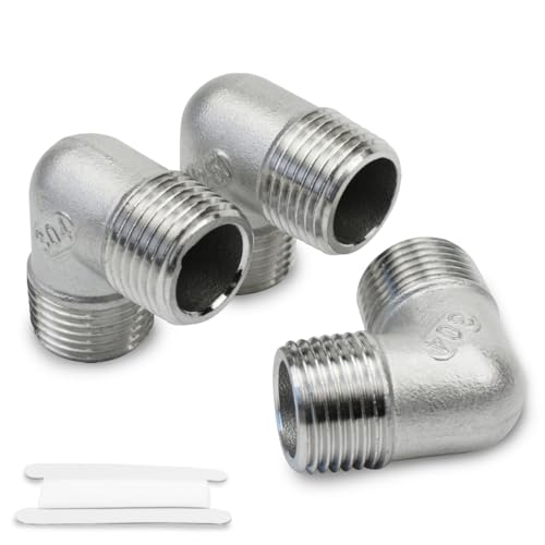 Bwintech 3 Pcs 90 Grad 3/4" Außengewinde zu 3/4" Außengewinde BSP Gewinde Edelstahl 304 Ellenbogen Verbindungsstück Rohrverschraubung für Rohrverbindungs-Umwandlung von Bwintech