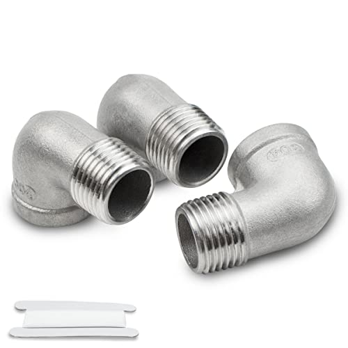 Bwintech 3 Pcs 90 Grad 3/8" Innengewinde zu 3/8" Außengewinde BSP Gewinde Edelstahl 304 Ellenbogen Verbindungsstück Rohrverschraubung für Rohrverbindungs-Umwandlung von Bwintech