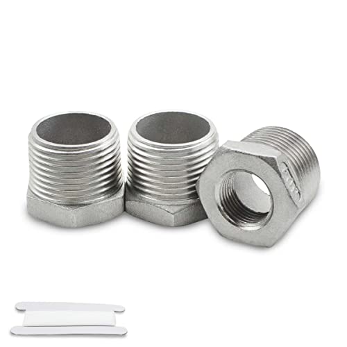 Bwintech 3 Stück 3/4" Außengewinde auf 1/2" BSP-Innengewinde Edelstahl-Sechskant-Reduzierstück für Rohrverbindungsumbau von Bwintech