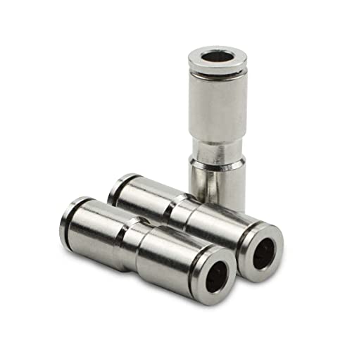 Bwintech 3 Stück 4mm Gerader Druck in Verbindung Pneumatische Fitting, 2-Wege vernickeltes Messing Quick Release PU Air Line Adapter von Bwintech