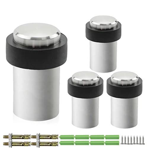 Bwintech 4 PCS Gebürsteter Nickel Edelstahl Zylinder Shpe Tür Stopper Boden montiert von Bwintech