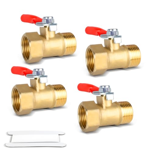 Bwintech 4 Stück 3/8'' BSP-Außengewinde zu 3/8'' BSP-Innengewinde Hochleistungs-Messing-Mini-Kugelhahn 180-Grad-Absperrschalter Betrieb Handgriff Ventil Rohrverschraubungen von Bwintech