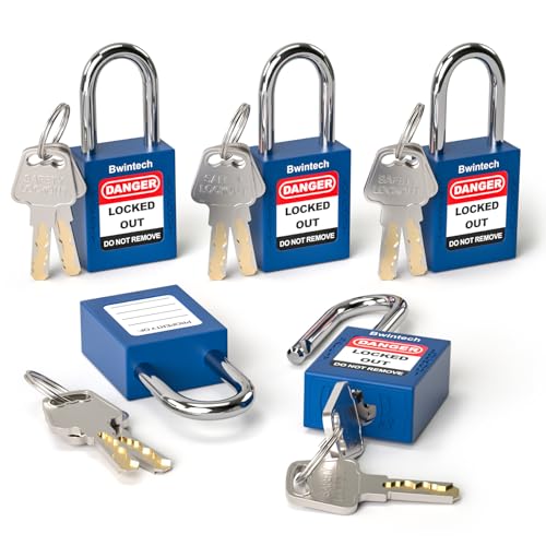 Bwintech 5 Stück 38 mm Sicherheitsvorhängeschloss mit unterschiedlichen Schlüsseln, dunkelblau, für Lockout-Tagout-Stationen und -Geräte Bwintech 5 Stück 38 mm Sicherheitsvorhängeschloss mit unterschiedlichen Schlüsseln, dunkelblau, für Lockout-Tagout-Stationen und -Geräte von Bwintech