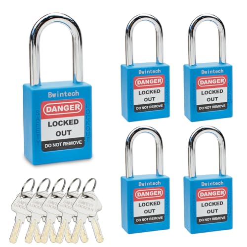 Bwintech 5 Stück 38MM verschlüsselt verschiedene blau Sicherheitsvorhängeschloss Lockout Tagout Schloss für Lock Out Tag Out Stationen und Geräte von Bwintech