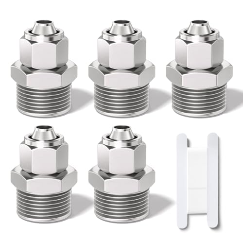 Bwintech 5 Stück 6mm Schlauch-AD x 1/8“ BSP-Außengewinde gerade Push-to-Connect-Verschraubung mit Kontermutter,KPC6-01 Quick Air Line Adapter Bwintech 5 Stück 6mm Schlauch-AD x 1/8“ BSP-Außengewinde gerade Push-to-Connect-Verschraubung mit Kontermutter,KPC6-01 Quick Air Line Adapter von Bwintech
