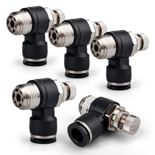 Bwintech 5 Stück 8mm Zoll Rohr OD x 3/8 Zoll BSP Winkel 90 Grad Speed Fitting zum Anschluss der Luftleitung SL8-03 von Bwintech