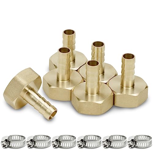 Bwintech 6 Stück Schlauchanschlussstücke, 3/4" BSP Buchse x 12 mm Schlauchanschluss mit 6 Stück Klemmen von Bwintech