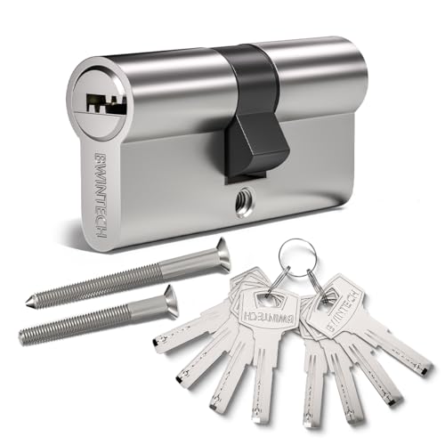 Bwintech 90mm(45/45) Nickel-Zink-Legierung Euro-Zylinder-Schloss, Tür-Trommel-Schloss Mit 8 Horizontalen Grübchen Schlüssel von Bwintech