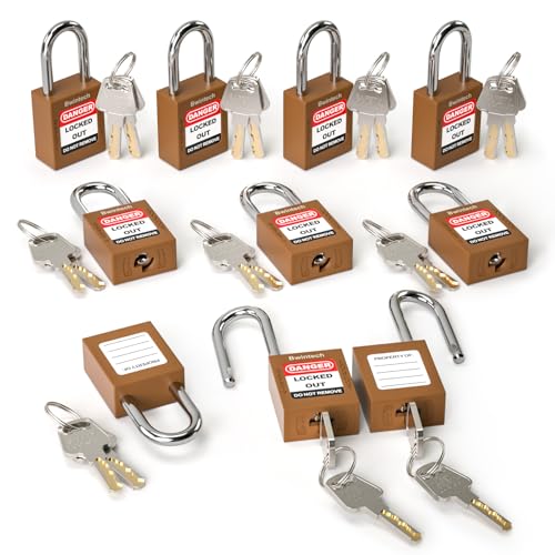 Bwintech Sicherheits-Vorhängeschloss, 38 mm, verschiedene braune Sicherheitsvorhängeschlösser für Aussperrstationen und Geräte, 10 Stück Bwintech Sicherheits-Vorhängeschloss, 38 mm, verschiedene braune Sicherheitsvorhängeschlösser für Aussperrstationen und Geräte, 10 Stück von Bwintech