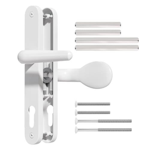 Bwintech UPVC Weißer Türgriff 92mm 60mm Offset-Hebelpad 211mm Befestigungen Gefedertes Patio-Paar,243mm Plattenlänge Vordertürgriffe für UPVC Tür Bwintech UPVC Weißer Türgriff 92mm 60mm Offset-Hebelpad 211mm Befestigungen Gefedertes Patio-Paar,243mm Plattenlänge Vordertürgriffe für UPVC Tür von Bwintech