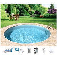 my POOL BWT Rundpool "mit sandfarbener Folie für den Karibik Look", (Set, 7 tlg.), Höhe: 120 cm, inkl. umfangreichem Zubehör, verschiedene Größen von My Pool Bwt