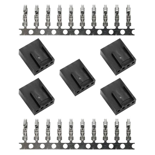 Bxian 5 x 4-polige Crimpbuchsensteckergehäuse, schwarzes Nylon, 66 Material, Computergehäuse, Kühlung, Lüfterstecker-Schnittstelle von Bxian