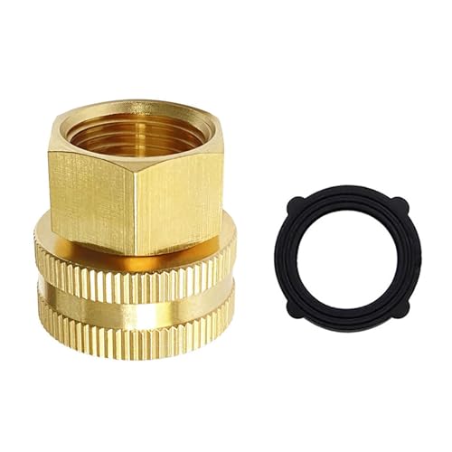 Bxian Gartenschlauch Messing 3/4 Zoll GHT auf 1/2 NPT Doppel-Innengewinde Fitting Gartenbau Daumen Schnellanschluss Adapter Autowaschanlage Wasserhahn Anschlusszubehör von Bxian