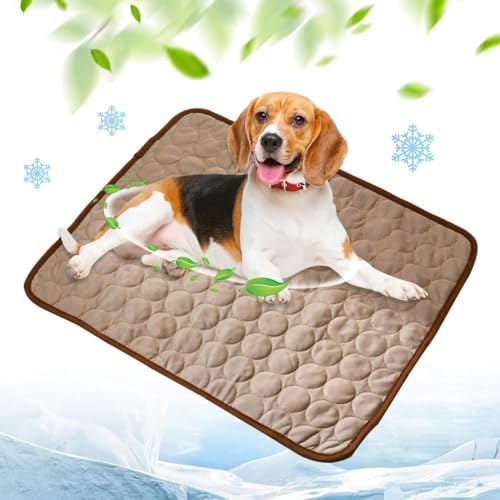 Bxjinkele Kühlmatte für Den Sommer,Kühlmatte Hund, Hundekühlmatte für Hund und Katze, Selbstkühlende Matte für Haustiere Summer Pet Ice Pad, Natürliche Kühlung Abrieb- und Bissfest (braun,50 * 40cm) von Bxjinkele