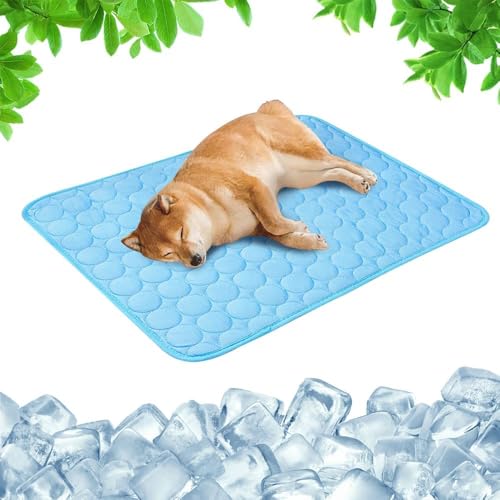 Bxjinkele Kühlmatte für Den Sommer,Kühlmatte Hund, Hundekühlmatte für Hund und Katze, Selbstkühlende Matte für Haustiere Summer Pet Ice Pad, Natürliche Kühlung Abrieb- und Bissfest (Blau,62cm*50cm) von Bxjinkele