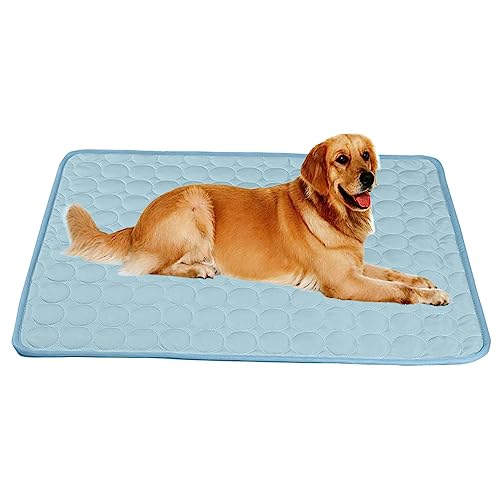 Kühlmatte für Den Sommer,Kühlmatte Hund, Hundekühlmatte für Hund und Katze, Selbstkühlende Matte für Haustiere Summer Pet Ice Pad, Natürliche Kühlung Abrieb- und Bissfest (Hellblau,50*40cm) von Bxjinkele