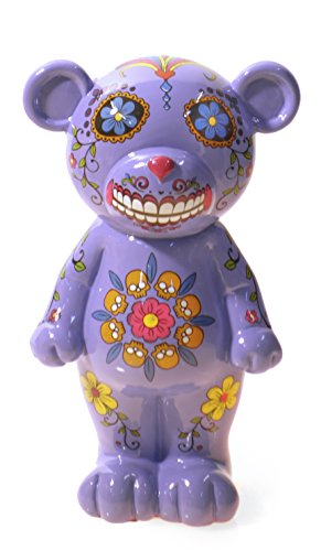 By-Bers böser Bär, Nicht als Totenkopf oder Schädel,- die Spardose in 5 Farben im Design vom Dia De Los Muertos Sugar Skull Tattoo (lila_groß) von By-Bers