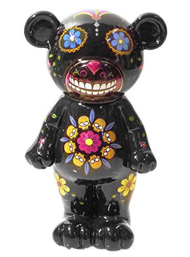 by-Bers böser Bär, Nicht als Totenkopf oder Schädel,- die Spardose in 5 Farben im Design vom Dia De Los Muertos Sugar Skull Tattoo (schwarz_groß) von By-Bers
