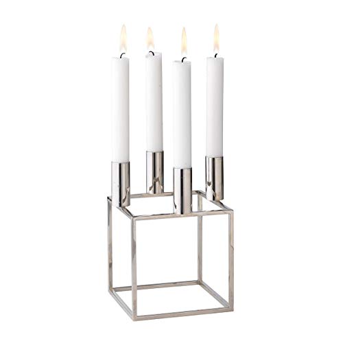 by Lassen Kubus 4 Kerzenhalter, Kerzenständer, Lackierter Stahl, 14x14 cm, (Nickel) von By Lassen