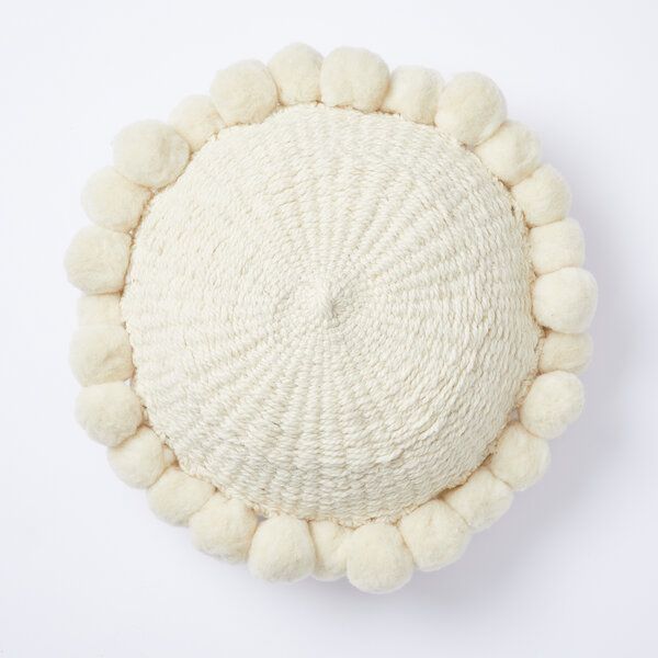 By Native Rundes Pom Pom Kissen "Salta", 100% Schurwolle, mulesingfrei von By Native