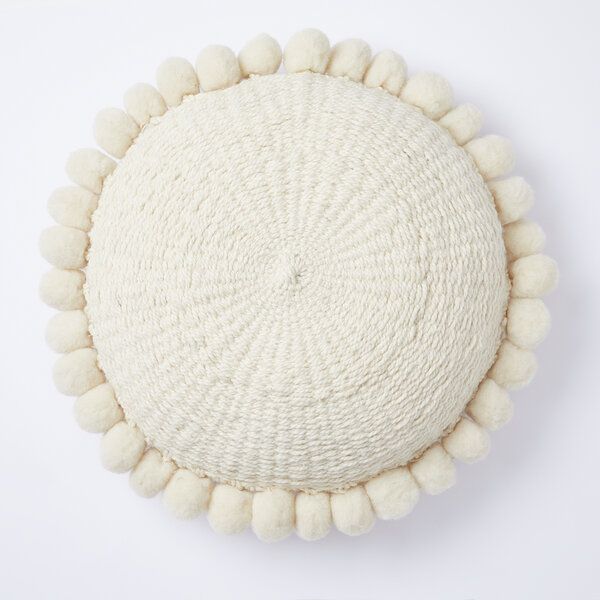 By Native Rundes Pom Pom Kissen "Salta", 100% Schurwolle, mulesingfrei von By Native