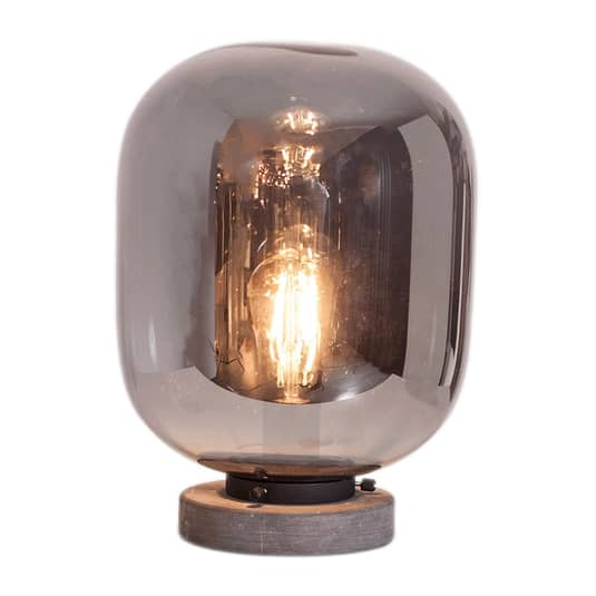 By Rydéns Leola Glas Tischlampe Tischlampe Nachttischlampe Lampe E27 Rauchgrau B-Ware von By Rydéns