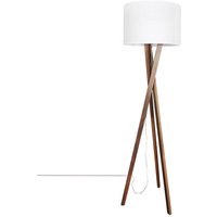 Stehlampe Dreibein 160 cm hoch Stoff Holz E27 in Walnuss Weiß von By Rydéns