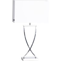 Tischlampe Chrom Weiß Metall Stoff E27 69 cm hoch Tischlampe Chrom Weiß Metall Stoff E27 69 cm hoch von By Rydéns
