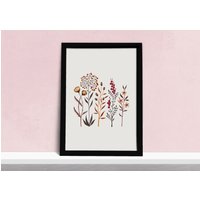 Herbst Wildblumen Art Print - Getrocknete Blumen Warme Aquarell Illustration Geschenk Für Gärtner A5, A4 Oder A3 von ByBeckyAmelia