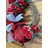 Valentinstagskranz Mit Roten Rosen, Alabama Crimson Red Dekor, Türkranz Für Den Winter von ByChristineDesigns