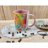 Bunte Tasse Frühlingstasse Frühling Kaffeetasse Kaffeebecher Bunt Bedruckt Ostergeschenk Geschenk Für Muttertag Psychedelisch Aufmerksamkeit von ByClaudias