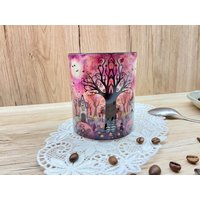 Bunte Tasse Kaffeebecher Wunderschön Bunt Bedruckt Halloweentasse Gruseltasse Keramik Teetasse Herbst Schöne Bäume von ByClaudias