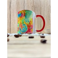 Bunte Tasse Frühlingstasse Frühling Kaffeetasse Kaffeebecher Bunt Bedruckt Ostergeschenk Geschenk Für Muttertag Psychedelisch Aufmerksamkeit von ByClaudias