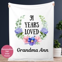 91 Jahre Geliebte Decke, Personalisierte 91. Geburtstag Geschenke Für Frauen, Decke Mama Oma, Geschenk Ideen von ByHandcraft