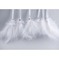 Feder Christbaumschmuck, Set Aus Weißen Winterschmuck Mit Preciosa Strasssteinen von ByIsabelleDesign