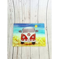 Campervan Tempered Glass Schneidebrett, Glas Tischsets, Strand, Sommer Campervan, Essen Im Freien, Sommerzeit, Hot Pot Stand, Strukturiertes von ByJoCraftsArt