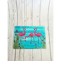 Flamingo Gehärtetes Glas Schneidebrett, Tischsets, Essen Im Freien, Rosa Flamingo, Hot Pot Stand, Strukturiertes Glas, Vogel Schneidebrett von ByJoCraftsArt