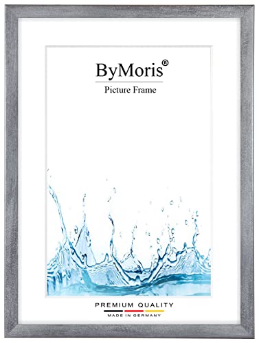 ByMoris Bilderrahmen nach Maß 25 x 35 cm in Grau gewischt mit Antireflex-Acrylglas, Poster Puzzle Portrait Foto Holz Rahmen von ByMoris